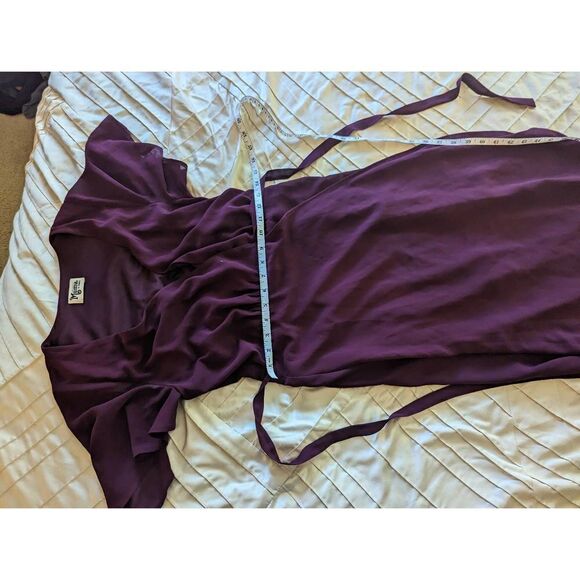 show me your mumu Sophia wrap chiffon dress in merlot sz xs - Picture 6 of 7